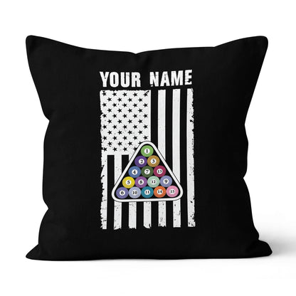 Custom Black White American Flag Billiard Pillow, Patriotic Pillow Gifts TDM0792