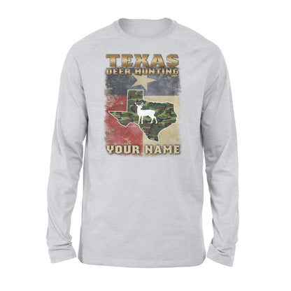 Texas deer hunting personalized gift custom name - Standard Long Sleeve