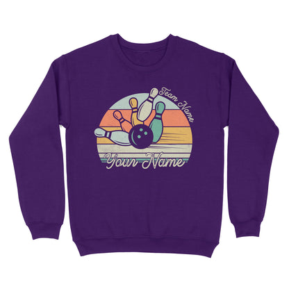 Custom Bowling Retro Shirt, Personalized Bowling Name Crew Neck Sweatshirt