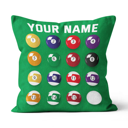 Personalized Billiard Balls Pillow Custom Throw Pillow Top Billiard Gift VHM0890
