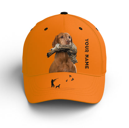 Ruffed Grouse Hunting Dog Blaze Orange Custom Name Hat for Men, Choose hunting dog breeds FSD3991