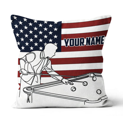 Patriotic US Flag Billiard Player Pillows Custom Billiard Throw Pillow TDM0823
