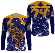 Load image into Gallery viewer, Blue custom Motocross riding jersey youth men women MX racing UPF30+ off-road extreme motorcycle PDT118