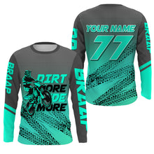 Load image into Gallery viewer, Kid adult custom motocross jersey turquoise blue UPF30+ dirt bike MX racing Dirt More Ride More NMS977