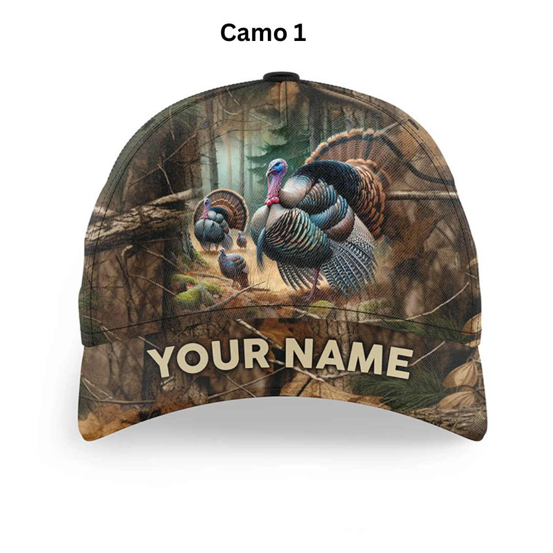 Personalized Turkey Hunting Hats, Snapback Baseball Camo Hat Turkey Hunting gear, Hunting Gifts FSD4415