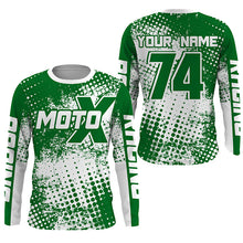 Load image into Gallery viewer, Custom kid adult dirt bike jersey Green Motocross shirt UPF30+ extreme racing racewear motorcycle PDT386