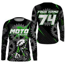 Load image into Gallery viewer, Custom green dirt bike jersey kid&amp;adult UPF30+ Motocross racing MotoX off-road motorcycle shirt PDT363