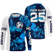 Load image into Gallery viewer, Personalized blue MX jersey extreme UPF30+ kid youth adult Motocross off-road motorcycle shirt PDT70