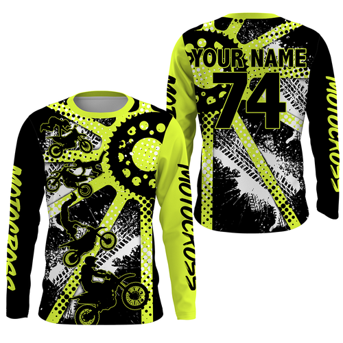 Dirt bike freestyle kid men women custom MX jersey UPF30+ green Motocross off-road racing shirt PDT63