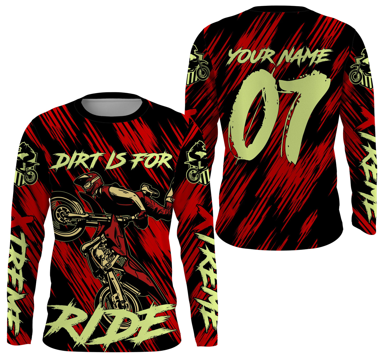 Motocross custom red kid&adult jersey UV protective shirt Dirt Is For Ride extreme motorcycle PDT50