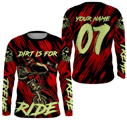 Motocross custom red kid&adult jersey UV protective shirt Dirt Is For Ride extreme motorcycle PDT50
