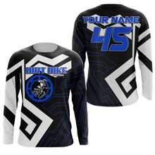 Load image into Gallery viewer, Custom dirt bike jersey blue UPF30+ kids adults motocross racing long sleeves motorcycle off-road NMS1036