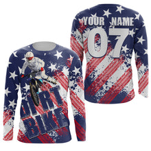 Load image into Gallery viewer, Motocross American flag custom MX jersey UPF30+ men women kid off-road racing dirt bike motorcycle PDT88