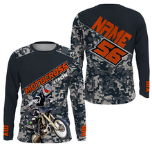 Load image into Gallery viewer, MX jersey custom name&amp;number kid&amp;adult blue camo UPF30+ extreme Motocross shirt off-road motorcycle PDT144