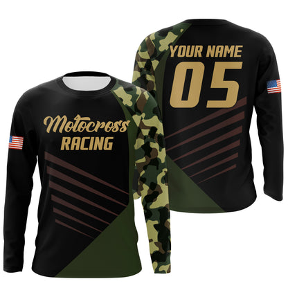 Personalized motocross jersey for youth men dirt bike off-road camo UPF30+ riding shirt motorcycle PDT157