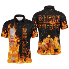 Load image into Gallery viewer, Flame Men Polo Bowling Shirt, Clean Sweeps Personalized Team Bowlers Jersey NBP80
