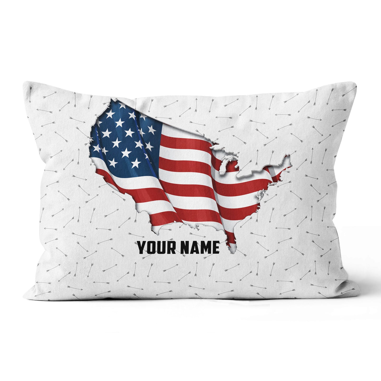 Personalized Patriotic American Flag Archery Arrows Pattern Throw Pillow TDM0797