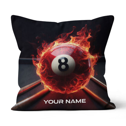 Personalized Flaming 8 Ball Pool Cue Billiard Pillow, Best Pillows Gifts TDM0748