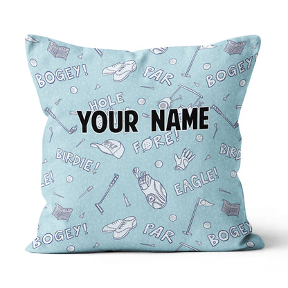 Blue Funny Golf Elements Custom Throw Pillow Personalized Golf Gifts LDT1142