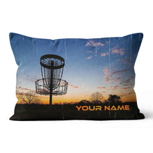 Load image into Gallery viewer, Sunset Disc Golf Basket Custom Name Pillow Personalized Disc Golf Gifts LDT1109