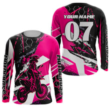 Load image into Gallery viewer, Motocross Racing Personalized Jersey UPF30+ Girls Women Pink Dirt Bike MX Off-road Long Sleeves NMS1178