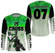 Load image into Gallery viewer, Kid men women custom name&amp;number dirt bike jersey green Motocross racing UPF30+ motorcycle shirt PDT382
