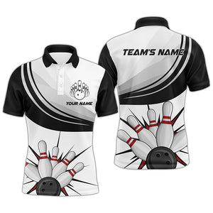 Personalized Men Polo Bowling Shirt, American Flag Bowling Short Sleeve Men Bowlers Jersey NBP50