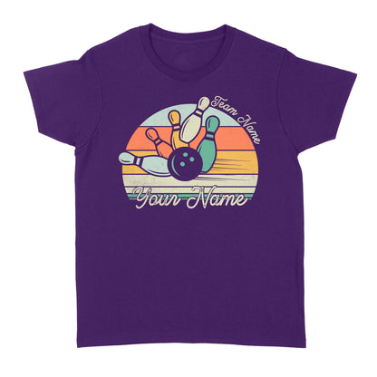 Custom Bowling Retro Shirt, Personalized Bowling Name Women's T-shirt