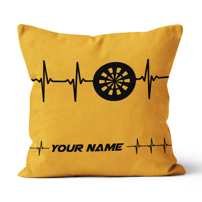 Yellow Dartboard Heartbeat Custom Throw Pillow Personalized Dart Gifts LDT1110