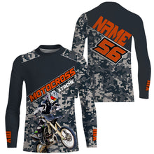 Load image into Gallery viewer, MX jersey custom name&amp;number kid&amp;adult blue camo UPF30+ extreme Motocross shirt off-road motorcycle PDT144