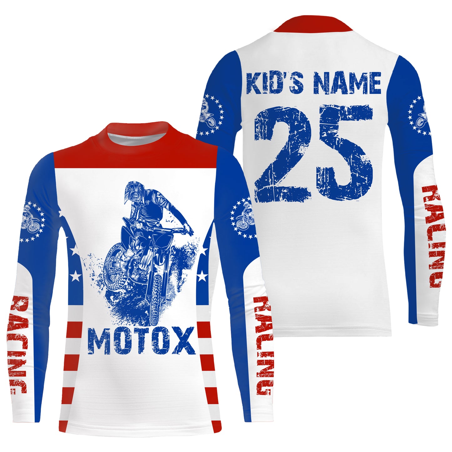 Kid men women USA flag Motocross off-road jersey custom name number dirt bike UV patriotic shirt PDT167