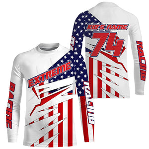 Patriotic personalized Motocross jersey kid men women UPF30+ extreme USA dirt bike shirt motorcycle PDT341