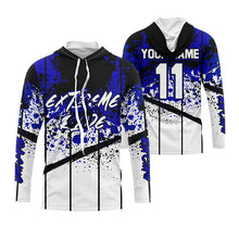 Load image into Gallery viewer, Custom Motocross jersey kid&amp;adult MotoX extreme dirt road UV protective blue dirt bike shirt PDT368