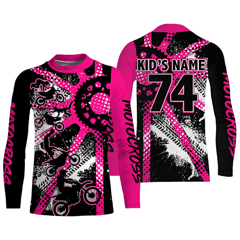 Dirt bike freestyle kid men women custom MX jersey UPF30+ pink Motocross gear racing shirt PDT299