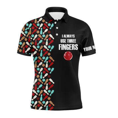 Funny Men Polo Bowling Shirt Personalized Short Sleeve Polo for Men Bowlers Aways Use Three Fingers NBP57