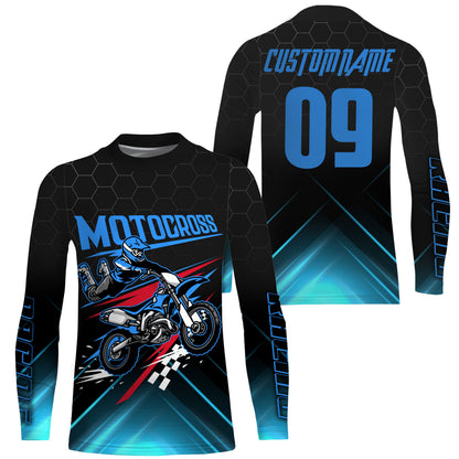 UPF30+ custom adult&kid blue dirt bike jersey freestyle Motocross for life biker MX motorcycle PDT53