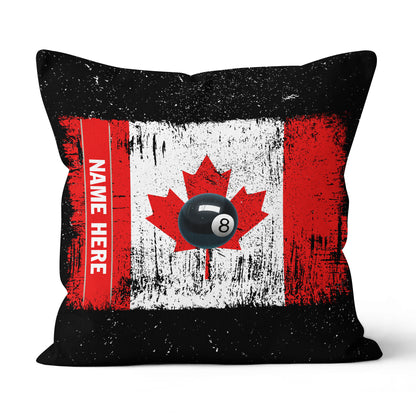 Personalized Canadian Flag Patriotic 8 Ball Pool Billiards Throw Pillow VHM0918
