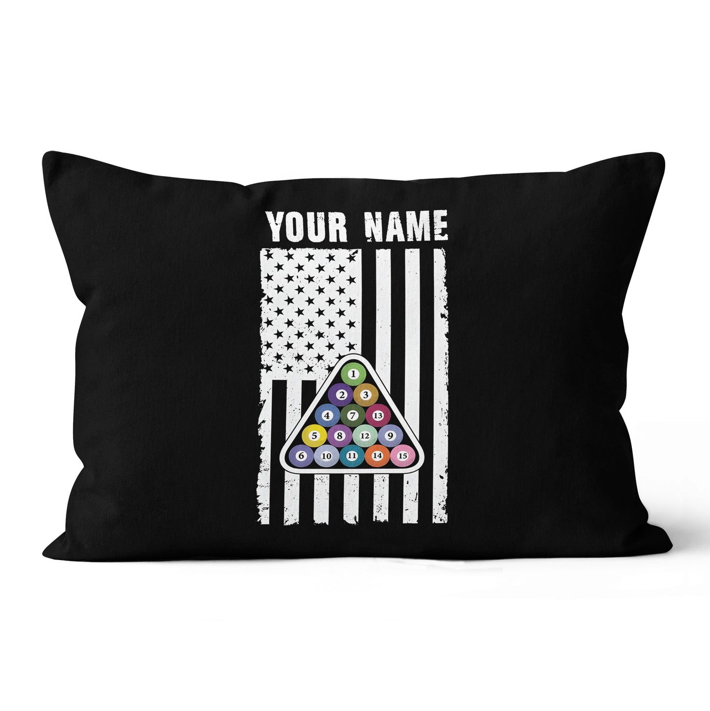 Custom Black White American Flag Billiard Pillow, Patriotic Pillow Gifts TDM0792