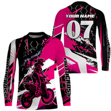Load image into Gallery viewer, Motocross Racing Personalized Jersey UPF30+ Girls Women Pink Dirt Bike MX Off-road Long Sleeves NMS1178