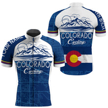 Load image into Gallery viewer, Navy Colorado men women's cycling jersey with 3 pockets UPF50+ full zip mountain bike bmx shirt| SLC167
