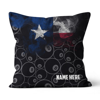 Personalized Vintage Smoke Texas Flag 8 Ball Billiard Pillow, Pool Gifts VHM0907