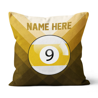 Personalized Yellow 9 Ball Billiard Pillow Custom Gifts For Pool Players VHM0927