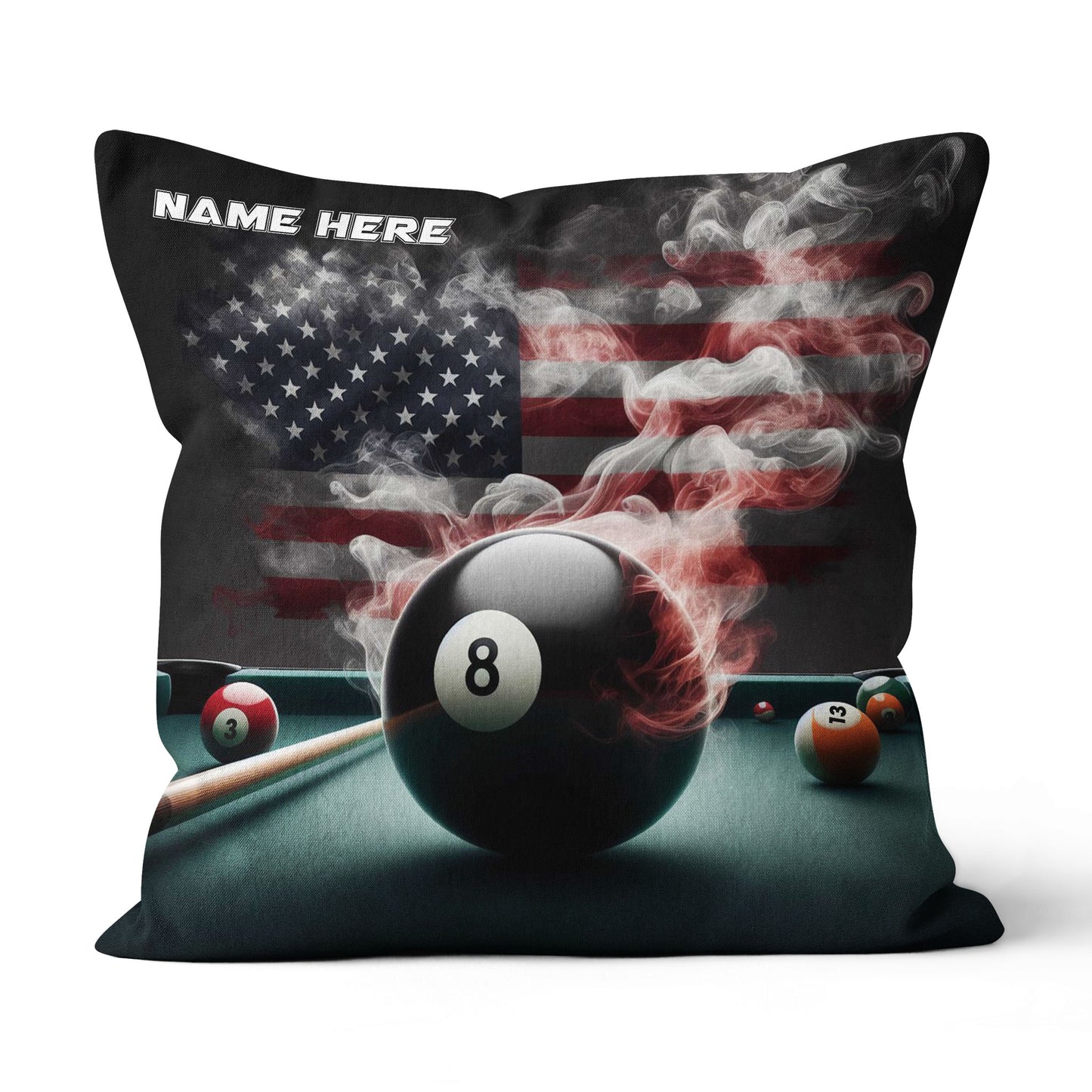 Customized Patriotic US Flag Billiard Pillows, 8 Ball Pool Throw Pillows TDM0841