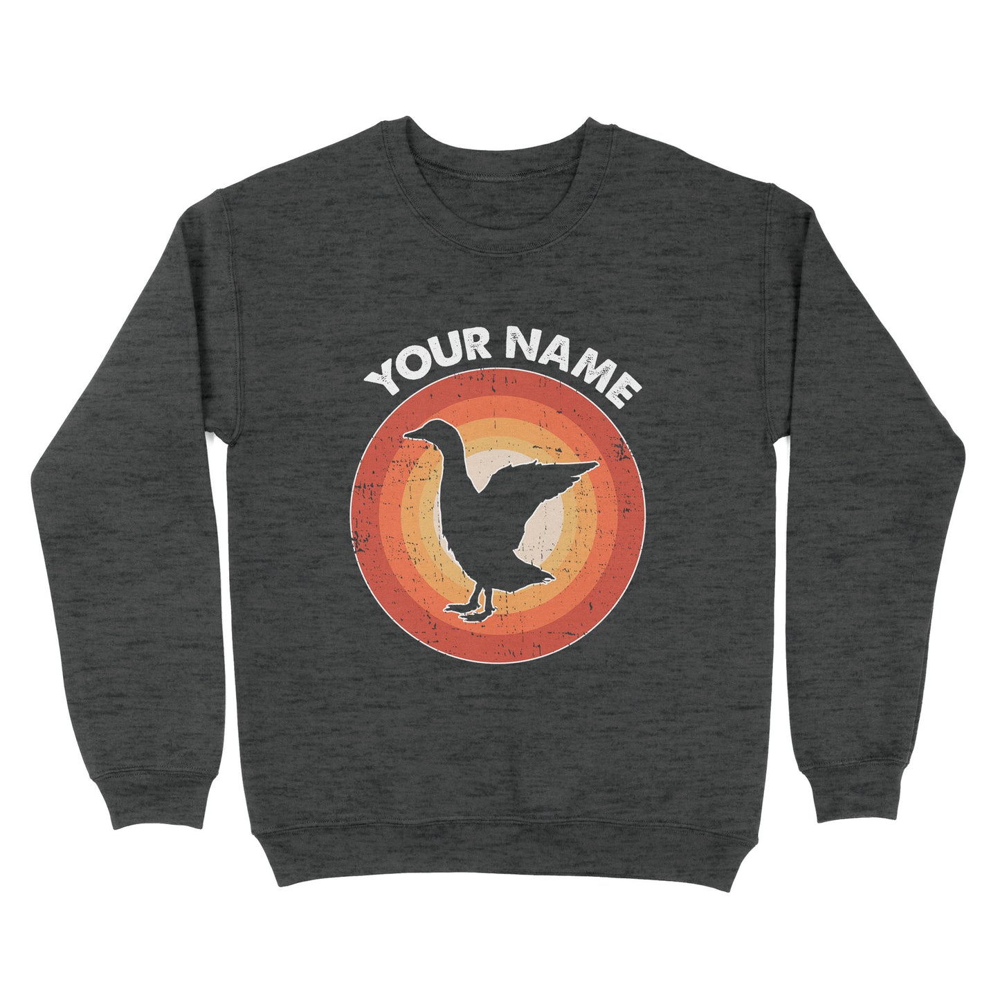 Goose Retro Vintage Sunset Custom Name Shirt, Goose Hunting Shirt, Personalized Gift for Goose Bird Lover Standard Sweatshirt FSD2347D08