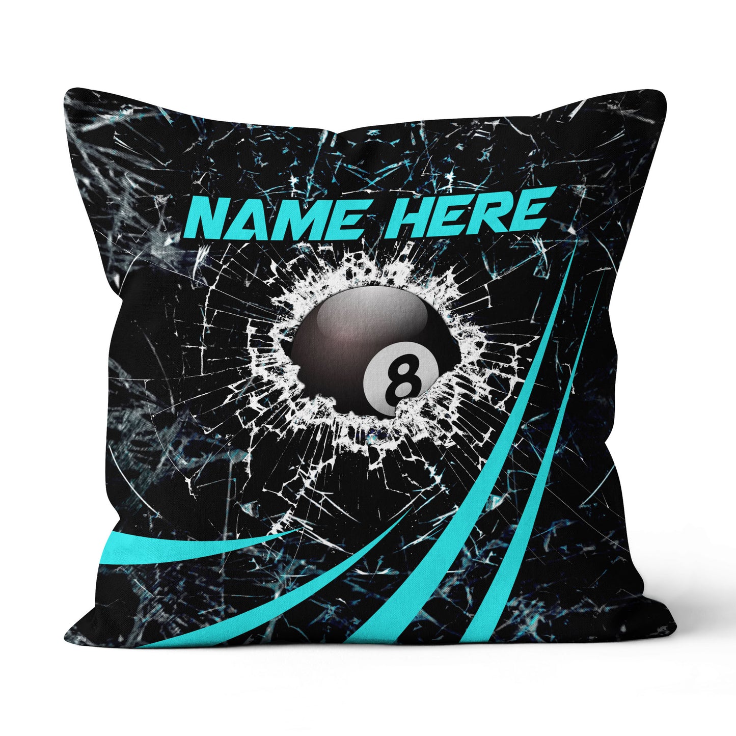 Personalized Blue Glass Break 8 Ball Billiard 3D Pillow, Billiards Gifts VHM0921
