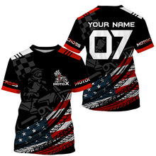 Load image into Gallery viewer, American flag personalized Motocross men women kid jersey Patriotic UPF30+ racing dirt bike shirt PDT353