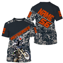 Load image into Gallery viewer, MX jersey custom name&amp;number kid&amp;adult blue camo UPF30+ extreme Motocross shirt off-road motorcycle PDT144