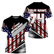 Load image into Gallery viewer, Extreme Motocross kid women men jersey UPF30+ USA flag dirt bike racing Patriotic motorcycle shirt  PDT350