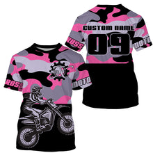 Load image into Gallery viewer, Camo personalized dirt bike jersey men women kid UPF30+ extreme Motocross shirt motorcycle PDT397