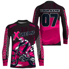 Load image into Gallery viewer, Adult&amp;youth pink Motocross jersey UPF30+ extreme dirt bike racing off-road motorcycle shirt PDT293